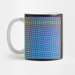 Wavy Plaid Rainbow on Dark Teal Repeat 5748 Mug